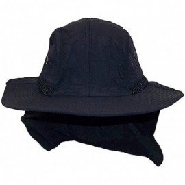 Sun Hats 4 Panel Large Bill Flap Hat - Black - CI182Z6U8S2 $9.36