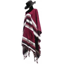 Cowboy Hats Clint Eastwood Western Black Cowboy Hat & Burgandy Poncho Set - Small Black Hat & Burgandy Poncho - C112O6J4J5M $...