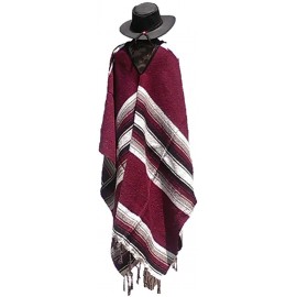 Cowboy Hats Clint Eastwood Western Black Cowboy Hat & Burgandy Poncho Set - Small Black Hat & Burgandy Poncho - C112O6J4J5M $...