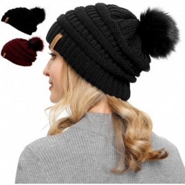 Skullies & Beanies Women Knit Slouchy Beanie Pom Hat - CU18ADQ26X9 $13.53