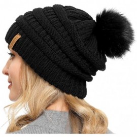 Skullies & Beanies Women Knit Slouchy Beanie Pom Hat - CU18ADQ26X9 $13.53