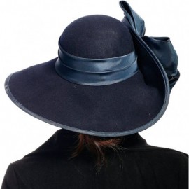 Bucket Hats Women Wool Felt Plume Church Dress Winter Hat - Asymmetry-navy - CO189CQR6WC $25.22