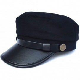 Newsboy Caps Unisex Black Newsboy Cap Flat Navy hat Cap Women Men Berets Street Style - Black - CS18NYALY0I $31.66