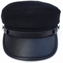 Newsboy Caps Unisex Black Newsboy Cap Flat Navy hat Cap Women Men Berets Street Style - Black - CS18NYALY0I $31.66