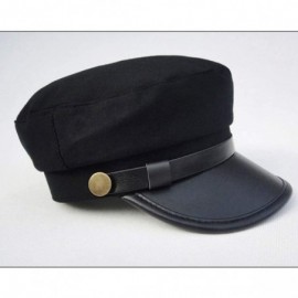 Newsboy Caps Unisex Black Newsboy Cap Flat Navy hat Cap Women Men Berets Street Style - Black - CS18NYALY0I $31.66