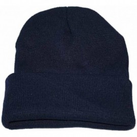 Skullies & Beanies Unisex Slouchy Knitting Beanie Hip Hop Cap & Warm Winter Ski Hat - Dark Blue - C1187R86XGX $7.46