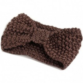 Headbands Women Knitted Bow Headband Crochet Hairband Winter Ear Warmer Headwrap (N77) - Brown - C211ISBG79D $9.42