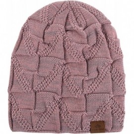 Skullies & Beanies Mens Winter Slouchy Beanie Warm Fleece Lined Skull Cap Baggy Cable Knit Hat - 001pink - CC19208MC5D $13.66