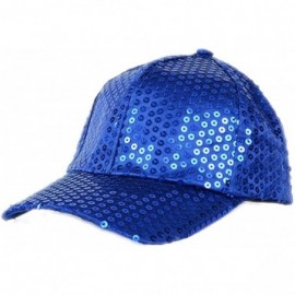 Baseball Caps Women Men Shining Sequin Baseball Hat Sequined Glitter Dance Party Cap Clubwear - Royal Blue - CF1827SZLDZ $7.91