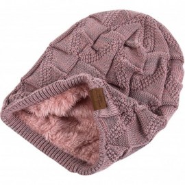 Skullies & Beanies Mens Winter Slouchy Beanie Warm Fleece Lined Skull Cap Baggy Cable Knit Hat - 001pink - CC19208MC5D $13.66