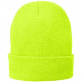 Skullies & Beanies Port & Company Men's Fleece-Lined Knit Cap - Neon Yellow - CH17YEI6KX0 $9.30