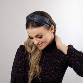 Headbands Ladies Top-knot Headband (Navy Faux Leather) - Navy Faux Leather - CE192ECHCWU $12.32