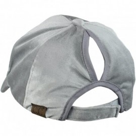 Baseball Caps Ponycap Messy High Bun Ponytail Soft Velvet Adjustable Baseball Cap Hat- Light Gray - CE187DS52K7 $17.48