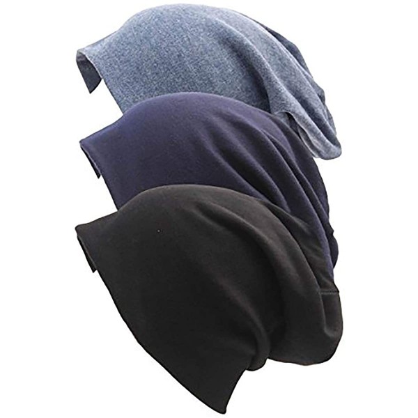 Skullies & Beanies Unisex Indoors Cotton Beanie- Soft Sleep Cap for Hairloss- Cancer- Chemo - Mixed Color 2(3 Pack) - C418W7Q...