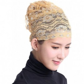 Skullies & Beanies Translucent Lightweight Bonnet Women Muslim Stretch - Yellow - CD18KHNIM9X $8.96