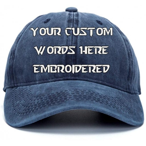 Baseball Caps Men Women Custom Text Embroidered Denim Hat Team Christmas Adjustable Snapback Baseball Caps - Retro Navy - CS1...