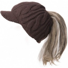 Skullies & Beanies Wool Newsboy Cap Winter Hat Visor Beret Cold Weather Knitted - 00778_brown - CE18ALTYM5Q $12.76