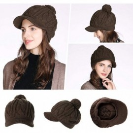 Skullies & Beanies Wool Newsboy Cap Winter Hat Visor Beret Cold Weather Knitted - 00778_brown - CE18ALTYM5Q $12.76