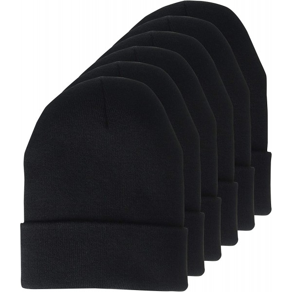 Skullies & Beanies Men's Knit Beanie with Cuff (6 Pack) - Black - CH18GYZMUGG $14.69