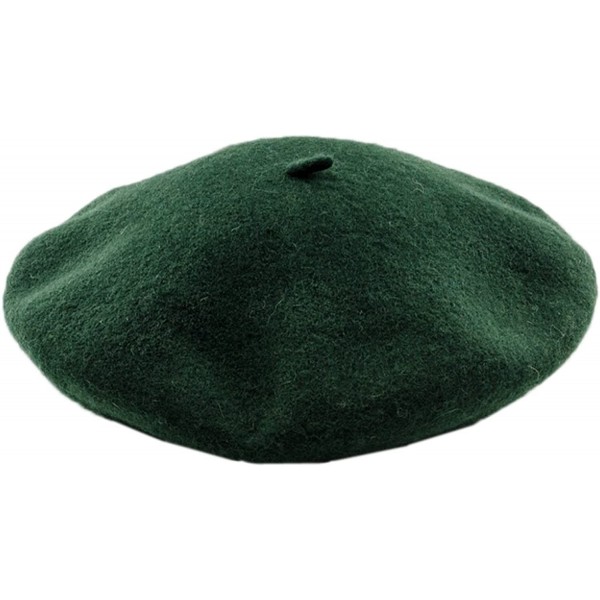 Berets Women Or Men 100% Wool Solid Berets French Beret - Dark Green - CO187E9AQ7L $10.81