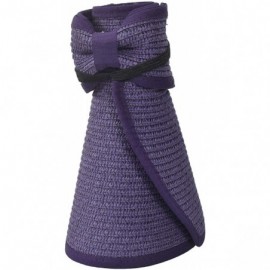 Visors Womens Sun Visor Hat- Foldable Straw Sun Hat with Cute Bowtie - Purple - C61943HL3NL $17.69