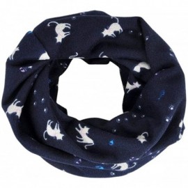 Skullies & Beanies Womens Ladies Cat Pattern Beanie Hat Cotton Warm Hat Scarf Dual Purpose - Navy Blue - CQ18KD9U8SZ $13.13