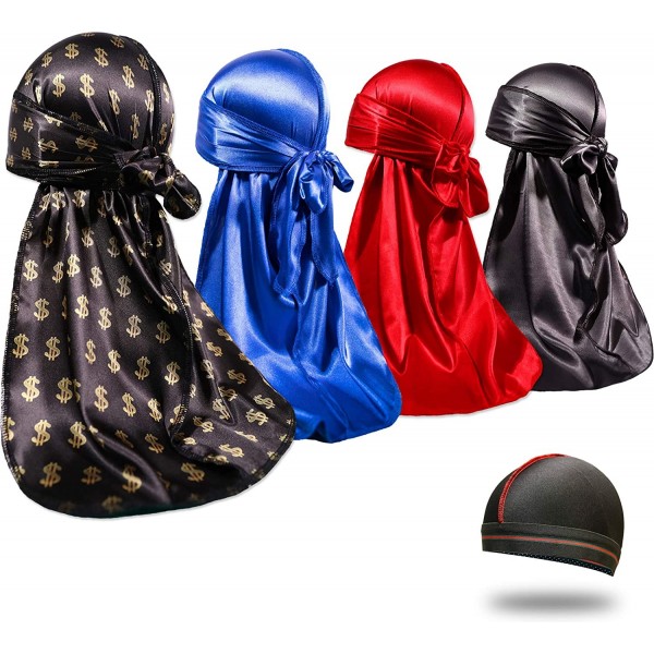 Skullies & Beanies 4PCS Silky Durags for Men 360 Waves- Designer Do Rag- Award 1 Wave Cap - S-money Brb 4pcs - CV18YLCZQDU $1...