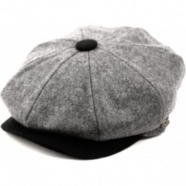 Newsboy Caps Men's Classic 8 Panel Wool Blend Newsboy Snap Brim Collection Hat - Nsb1595gray/Blk - CP12NTXMZ1T $25.40