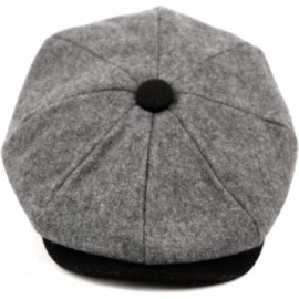 Newsboy Caps Men's Classic 8 Panel Wool Blend Newsboy Snap Brim Collection Hat - Nsb1595gray/Blk - CP12NTXMZ1T $25.40