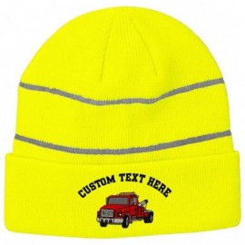 Skullies & Beanies Custom Reflective Beanie Snub Nose Tow Truck Embroidery Acrylic - Neon Yellow - CA18H5MYDY6 $18.83