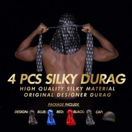 Skullies & Beanies 4PCS Silky Durags for Men 360 Waves- Designer Do Rag- Award 1 Wave Cap - S-money Brb 4pcs - CV18YLCZQDU $1...