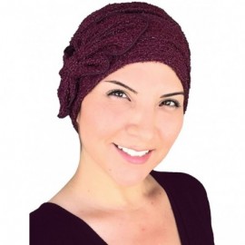 Skullies & Beanies Womens Winter Hat Soft Fuzzy Eyelash Ribbed Flower Bow Cloche Beanie Cap - 05- Ruby Red - C612M8YP5LL $28.00