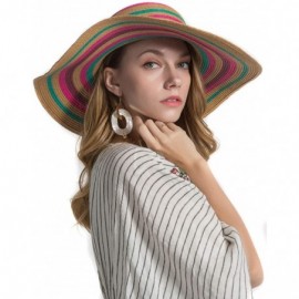 Sun Hats Women Colorful Stripes Wide Brim Straw Panama Hat-Roll Up Hat Fedora Beach Sun Hat for Women Summer Hats UPF50+ - CC...