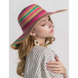 Sun Hats Women Colorful Stripes Wide Brim Straw Panama Hat-Roll Up Hat Fedora Beach Sun Hat for Women Summer Hats UPF50+ - CC...