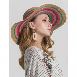 Sun Hats Women Colorful Stripes Wide Brim Straw Panama Hat-Roll Up Hat Fedora Beach Sun Hat for Women Summer Hats UPF50+ - CC...