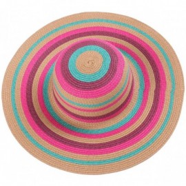 Sun Hats Women Colorful Stripes Wide Brim Straw Panama Hat-Roll Up Hat Fedora Beach Sun Hat for Women Summer Hats UPF50+ - CC...