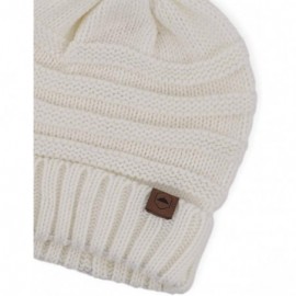 Skullies & Beanies Slouchy Cable Knit Beanie for Women - Warm & Cute Winter Hats for Cold Weather - White - CP184AIIWMC $8.39