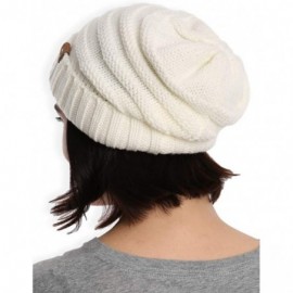 Skullies & Beanies Slouchy Cable Knit Beanie for Women - Warm & Cute Winter Hats for Cold Weather - White - CP184AIIWMC $8.39