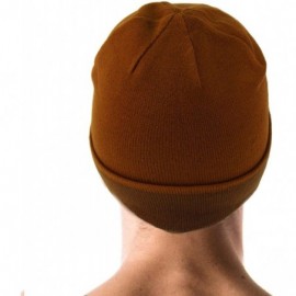 Skullies & Beanies Men's Reversible Winter Soft Knit Stretchy Warm Beanie Skull Ski Hat Cap - 2tone Cocoa Brown/Caramel - CX1...