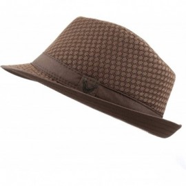 Fedoras Black Horn Light Weight Classic Soft Cool Mesh Fedora hat - Brown - CX12DA4YI0V $13.81