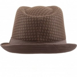 Fedoras Black Horn Light Weight Classic Soft Cool Mesh Fedora hat - Brown - CX12DA4YI0V $13.81