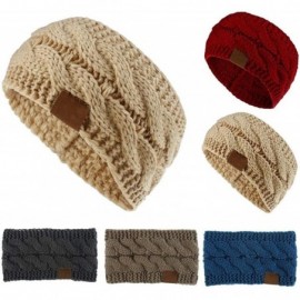 Headbands Women Autumn Winter Soft Elastic Wool Knit Headband Sports Wide Stretch Hair Band Headwear - Camel - C1193YW569Y $9.18