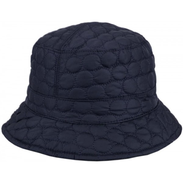 Rain Hats Foldable Water Repellent Quilted Rain Hat w/ Adjustable Drawstring- Bucket Cap - Navy - C912NZ1Y7QR $12.42