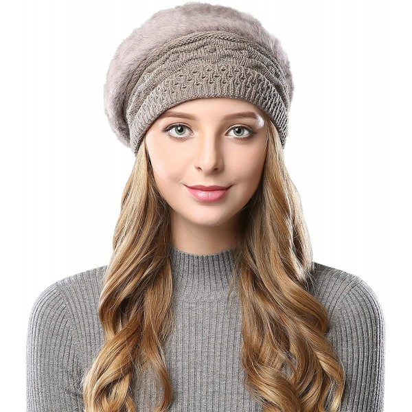 Berets Women Beret Hat French Wool Beret Beanie Cap Classic Solid Color Autumn Winter Hats - Khaki - C018Y64GEZO $17.70