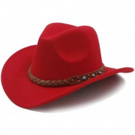 Cowboy Hats Winter Spring Western Cowboy Hat for Womem Men Wide Brim Cowgirl Jazz Cap with The Belt - 7 - CI184XCTX9M $21.47