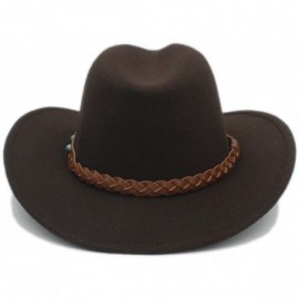 Cowboy Hats Winter Spring Western Cowboy Hat for Womem Men Wide Brim Cowgirl Jazz Cap with The Belt - 7 - CI184XCTX9M $21.47