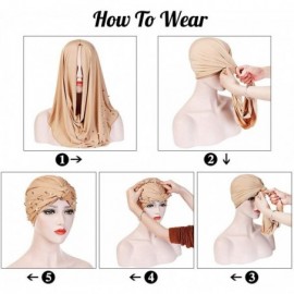 Balaclavas Women Muslim Turban Pearl Hat Bonnet Hijab Headscarf Islamic Chemo Cap - Brown - CY18RZTMQCX $9.08