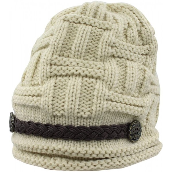 Skullies & Beanies Women's Fashion Winter Braided Warm Baggy Beanie Knit Crochet Ski Hat Cap - Khaki - C411QD19L4N $13.49