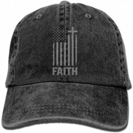 Baseball Caps Christian Distressed White USA Flag Vintage Adjustable Baseball Caps Jeans Sun Hat - Black - CY188N4WG6Z $15.03