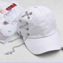 Baseball Caps Women's Iron Ring Pin Retro Baseball Cap Trucker Hat - Iron Chain White - CL186NZKOK5 $12.80